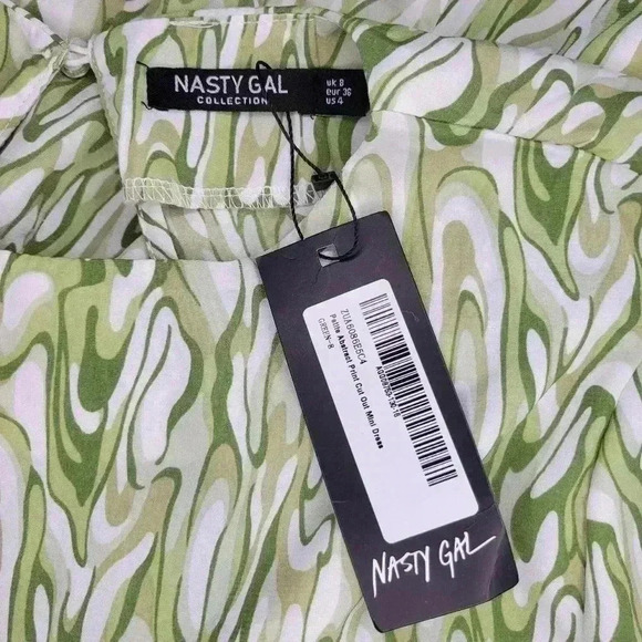 NWT Nasty Gal Green Geometric Shortsleeve Mini Dress, Sz 4 - Picture 7 of 10